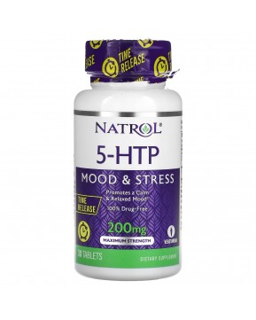 Natrol, 5-HTP, медленное высвобождение, максимальная сила, 200 мг, 30 таблеток Natrol, 5-HTP, медленное высвобождение, максимальная сила, 200 мг, 30 таблеток